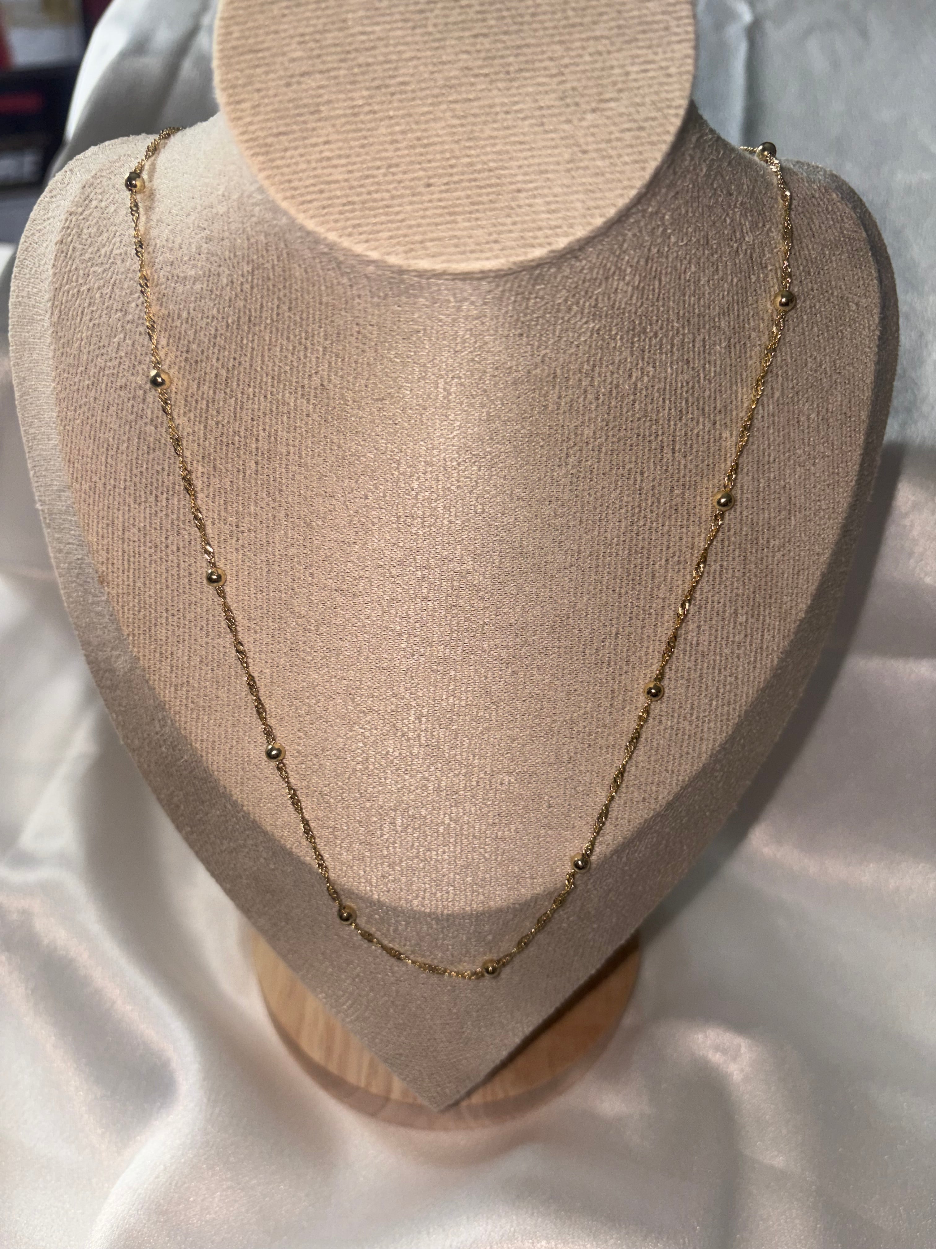 Gold Beaded Chain Necklace
